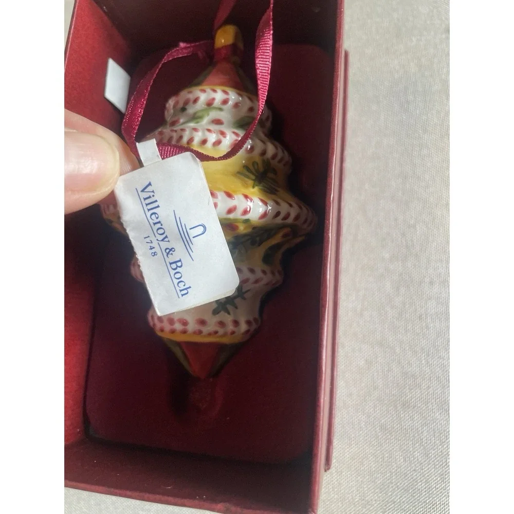 Villeroy And Boch Christmas Ornament In Box Ceramic Holly Hand Painted